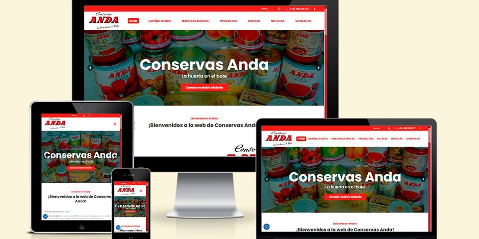 Web de Conservas Anda en distintos dispositivos Web de Conservas Anda en distintos dispositivos