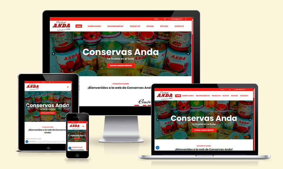 Web de Conservas Anda en distintos dispositivos Web de Conservas Anda en distintos dispositivos